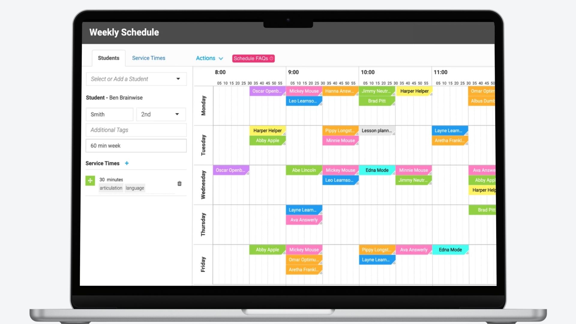 Caseload scheduling in SLP Toolkit